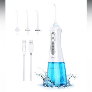 Water Flosser Cordless, Portable with 3 Modes 4 Jets,‎ 300ML Water Tank
